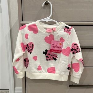 NWT: Disney Cream and Pink Heart Sweatshirt